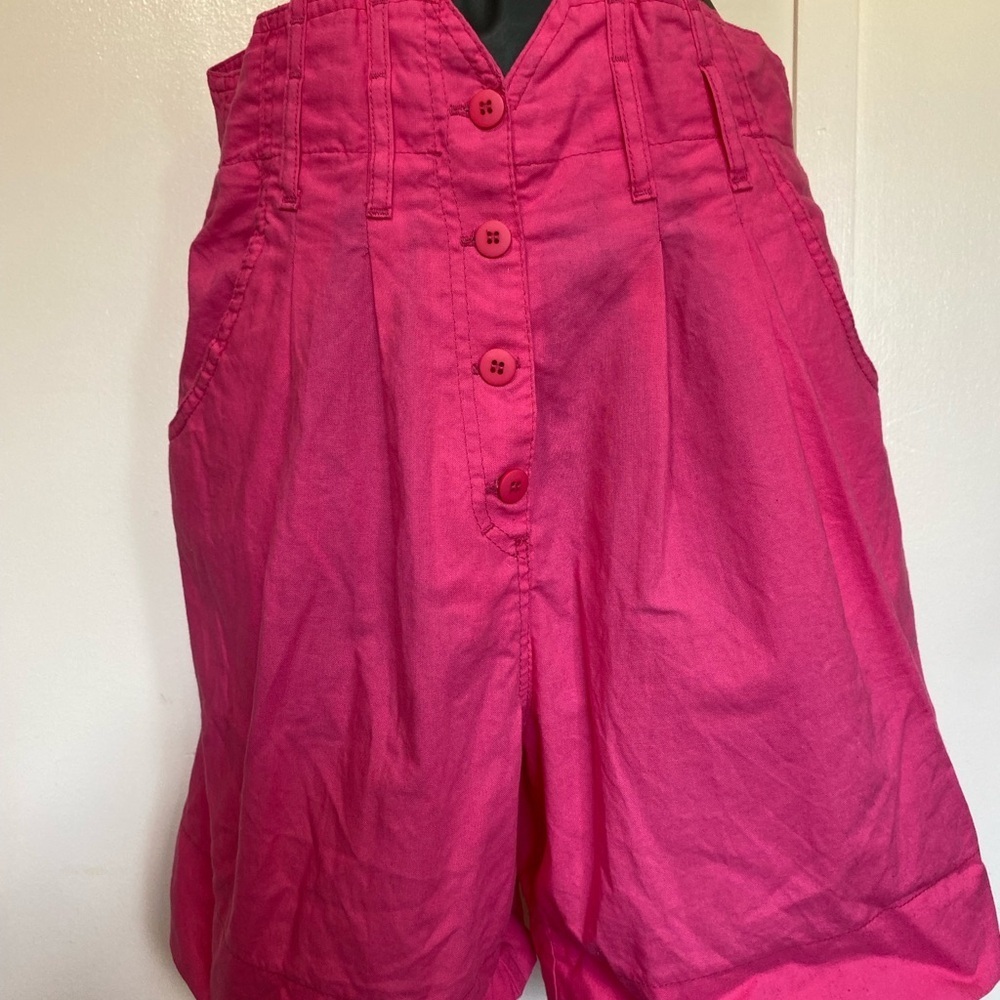 Vibrant Pink Button-Up Overalls - Picture 3 of 9
